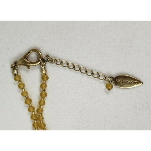 Coldwater Creek Necklace Yellow & Gold Tone Beaded Stamped Floral Pendant 19" - Picture 7 of 10